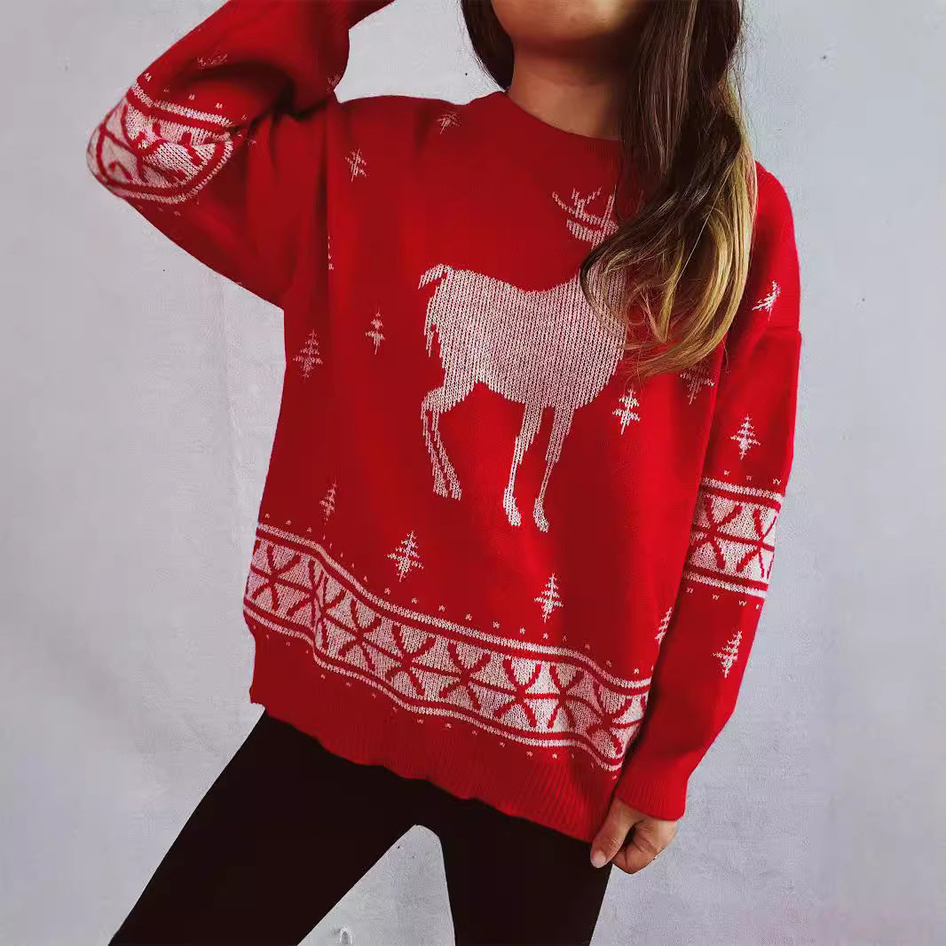 Damen Weihnachts-Pullover mit festlichem Rentier-Motiv und weichem Strick R&B