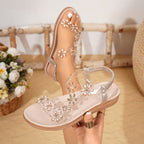 Damen Sandalen mit floralen Strassverzierungen und flexiblem Fersenriemen R&B