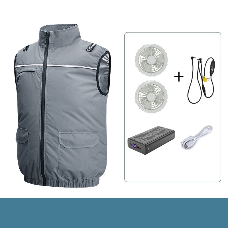 Unisex nan leichte kühlende Arbeitsweste mit integrierten Ventilatoren und externem Akku R&B