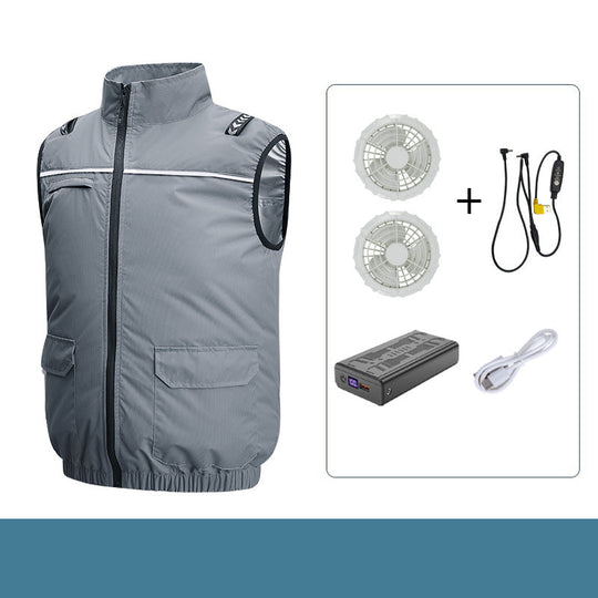 Unisex nan leichte kühlende Arbeitsweste mit integrierten Ventilatoren und externem Akku R&B