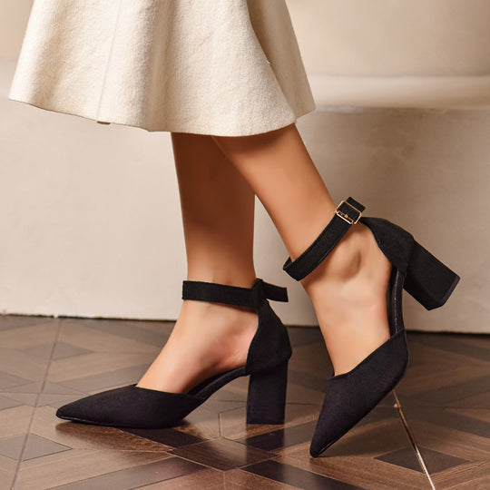Damen elegante Slingback-Pumps mit hohem Blockabsatz R&B