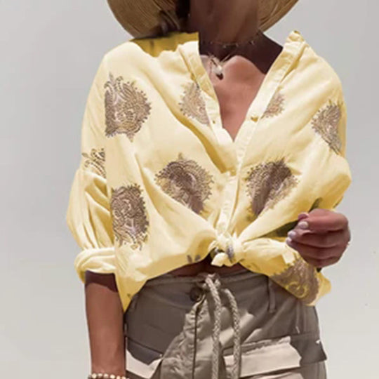 Damen Bluse mit kunstvollen Stickereien und weiten Ärmeln Heidi-Mode