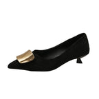 Damen elegante High-Heel Ballerinas mit stilvollem Goldakzent R&B