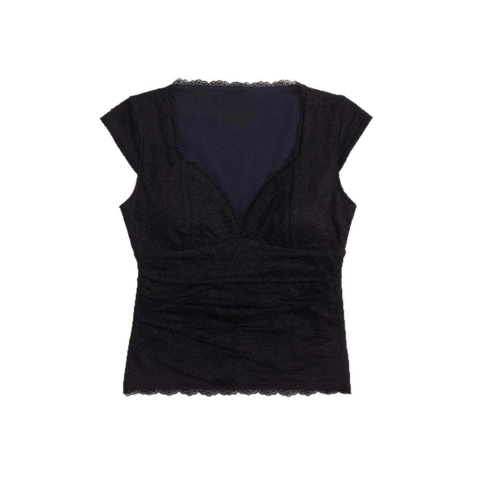 Damen Spitzen-Oberteil mit elegantem V-Ausschnitt und Rüschendetails R&B