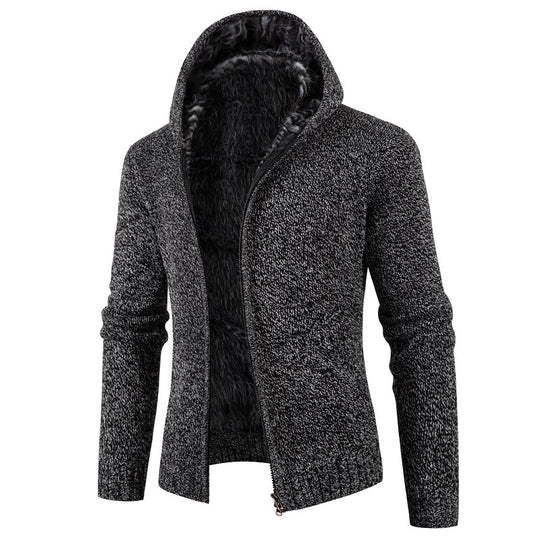 Herren Strickjacke mit Kapuze und weichem Innenfutter R&B