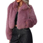 Damen elegante Kunstpelzjacke mit voluminösem Schnitt R&B