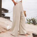 Damen elegante weite Sommerhose mit Bundfalten R&B
