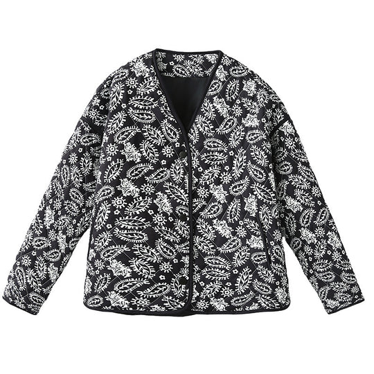 Damen gesteppte Herbstjacke mit einzigartigem floralen Muster und praktischen Taschen R&B