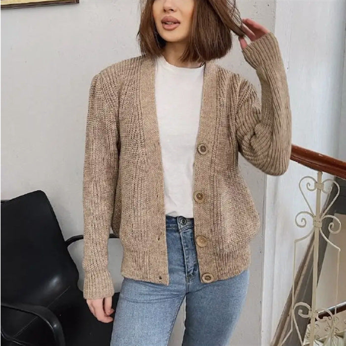 Damen Grobstrick-Cardigan mit Knöpfen R&B