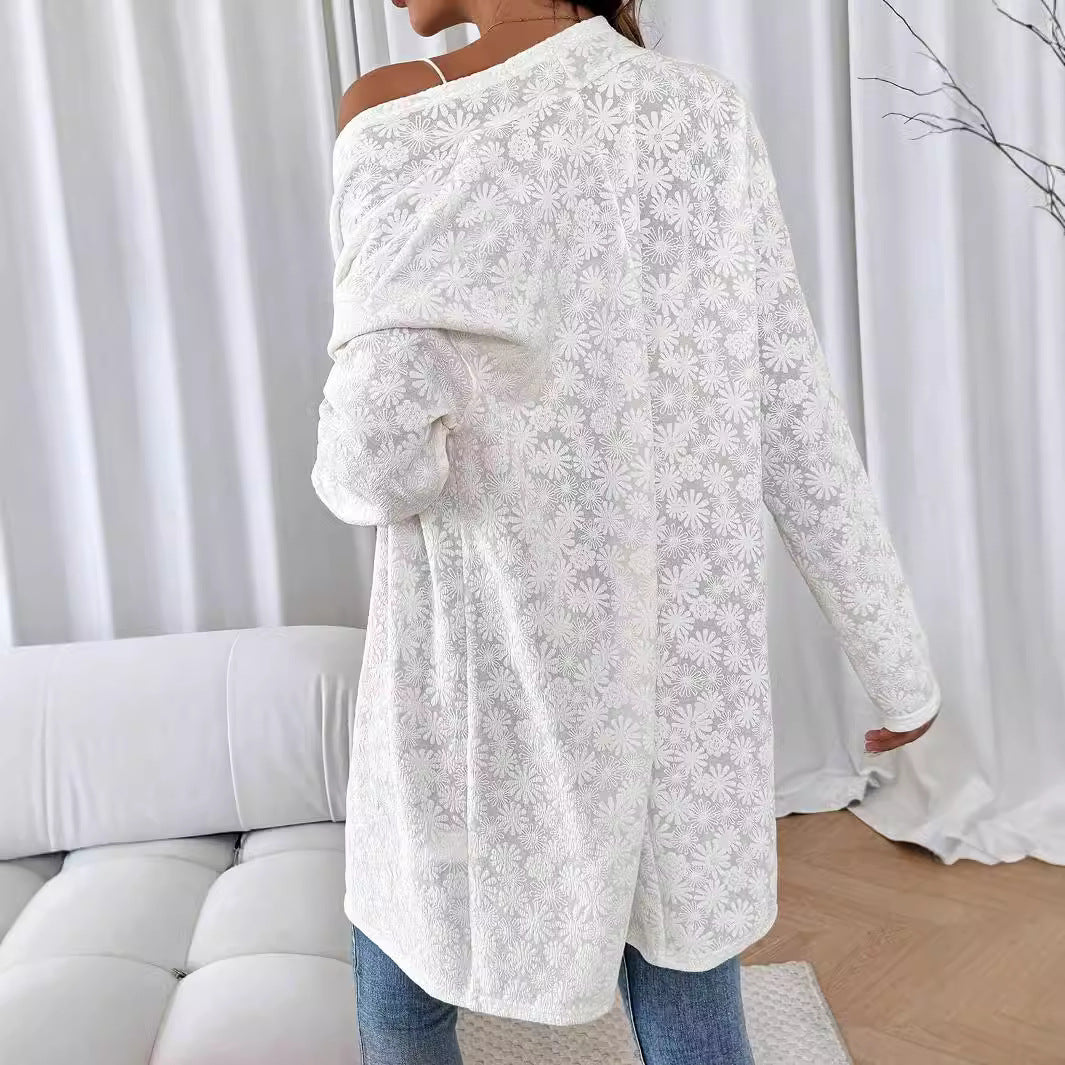 Damen Elegante Cardigan mit floralen Motiven R&B