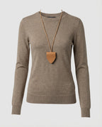 Schicker taillierter Damen Strickpullover in KaffeR&Braun für den Herbstlook