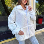 Damen Kuschelige Fleecejacke mit hohem Kragen und praktischen Taschen R&B