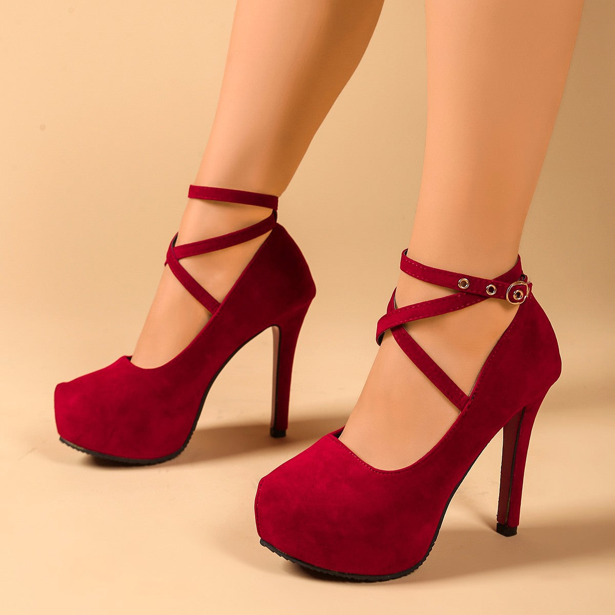 Damen High-Heels mit raffiniertem Riemendesign und geschwungenem Absatz R&B