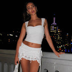 Damen Sexy Spitzentop und Minirock Set