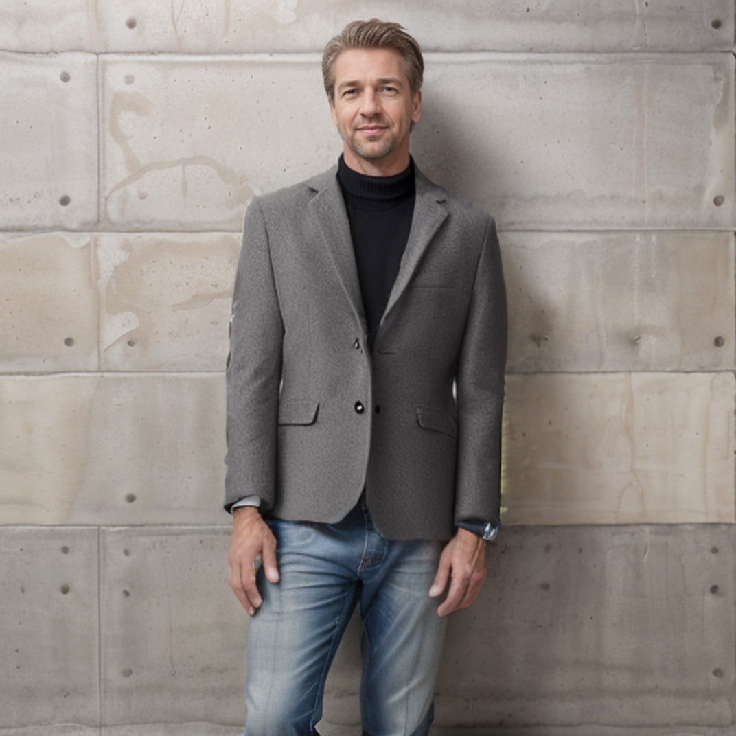 Herren eleganter Wollblazer im klassischen Schnitt mit feiner Textur R&B