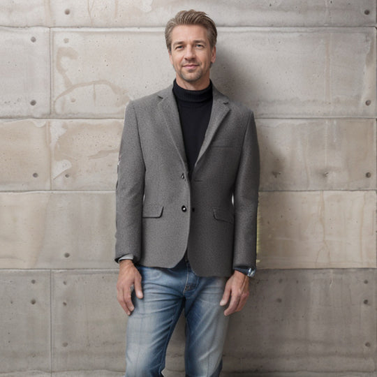 Herren eleganter Wollblazer im klassischen Schnitt mit feiner Textur R&B