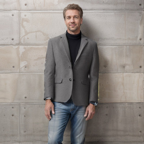 Herren eleganter Wollblazer im klassischen Schnitt mit feiner Textur R&B