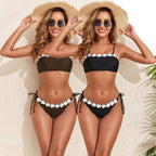 Damen Bandeau-Bikini-Set mit floralem Akzent und verstellbaren Trägern R&B