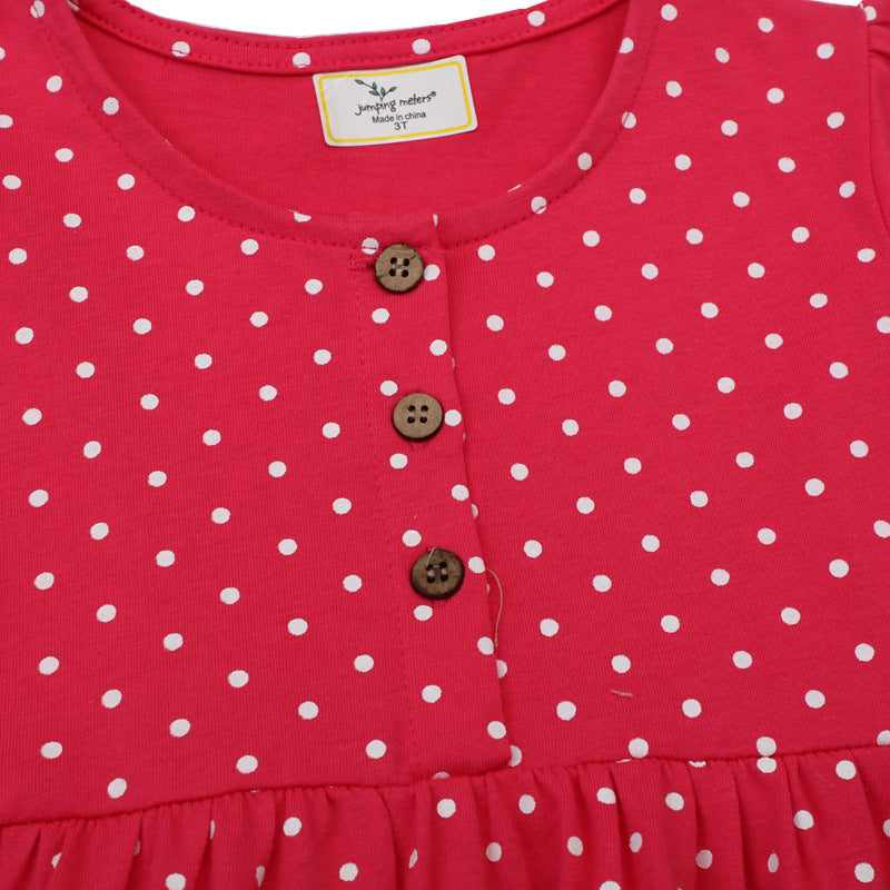 Mädchen Kleid mit niedlicher Pferdemotiv und Punkten R&B