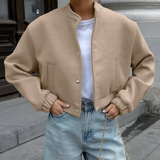 Damen sportliche cropped Jacke mit praktischen Taschen und hochwertigem Material R&B