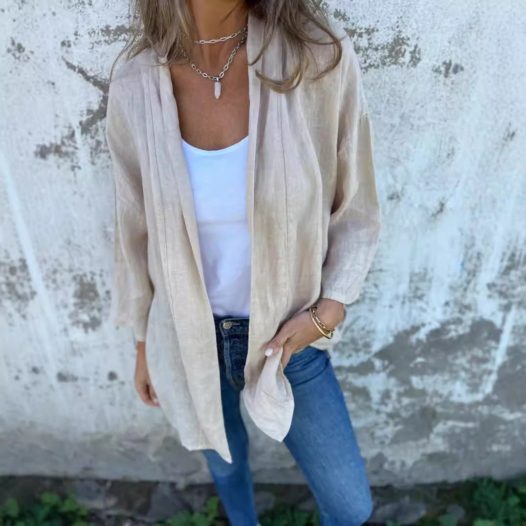 Damen lässige Sommerjacke aus leichtem Leinen R&B