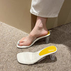 Damen transparente Mules mit klarem Absatz R&B