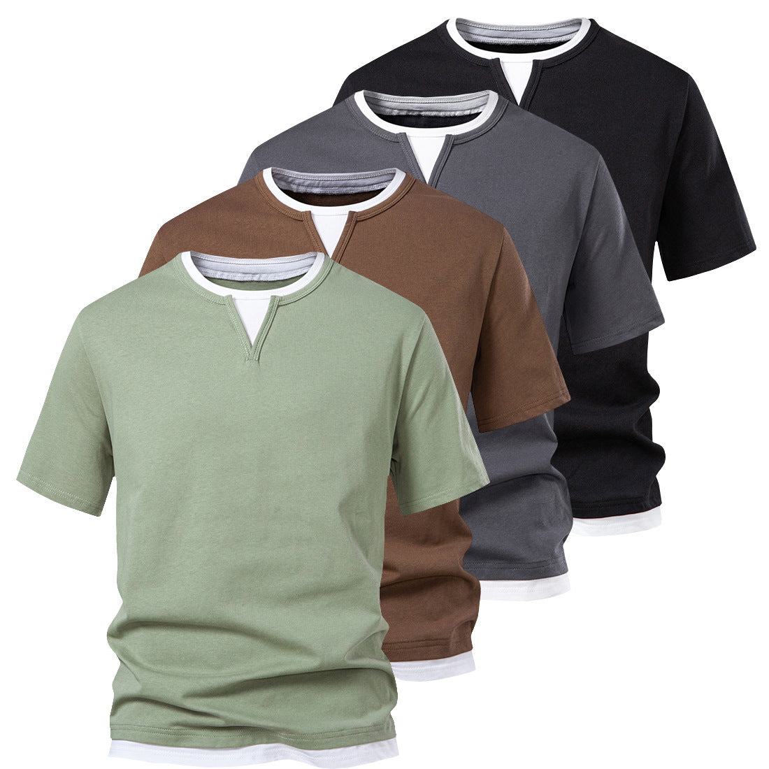 Herren Kurzarmshirt mit modernem Stehkragen R&B