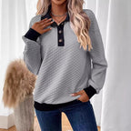 Damen Stepp-Pullover mit Kragen und Knopfleiste R&B