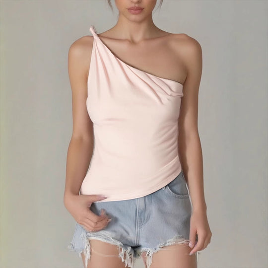Damen asymmetrisches Top mit elegantem Ein-Schulter-Schnitt und figurformendem Design R&B