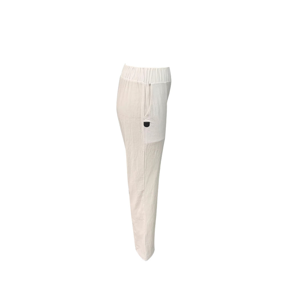 Damen Leichte und luftige Leinenhose mit elastischem Hüftbund und Seitentaschen R&B