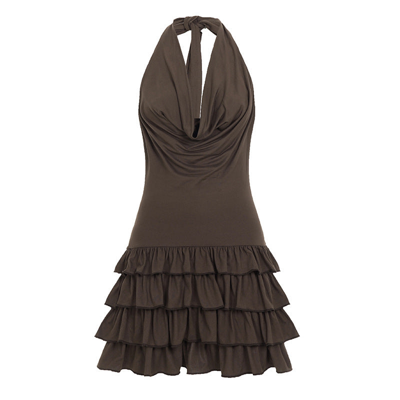 Damen Trägerkleid mit voluminösem Rüschensaum und eleganter Drahtführung R&B