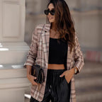 Damen Karierter Blazer mit klassischen Details R&B
