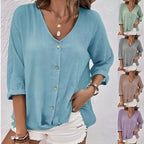 Damen luftige Bluse mit Knopfleiste R&B
