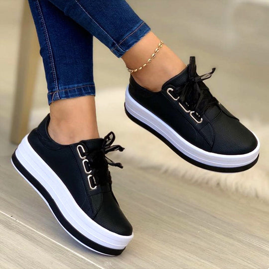 Damen nan Plateau-Schnürschuh mit extrahoher Gummiplattform, metallischen Ösen und gepolstertem Einstieg R&B