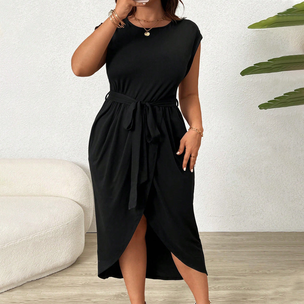 Damen Wickelkleid mit Taillengürtel und elegantem Schlitz R&B