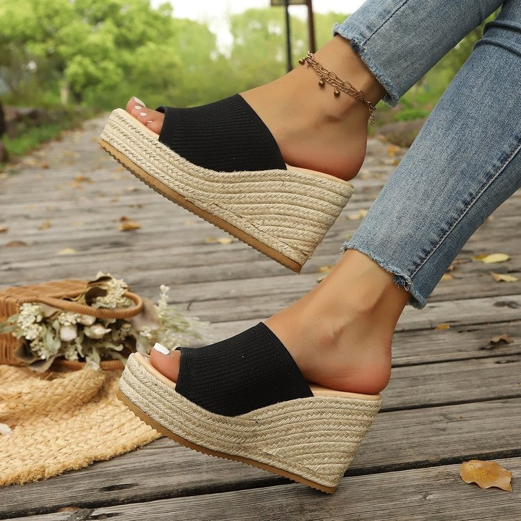 Damen Wedge-Sandaletten mit weichem Obermaterial und bequemer Sohle R&B