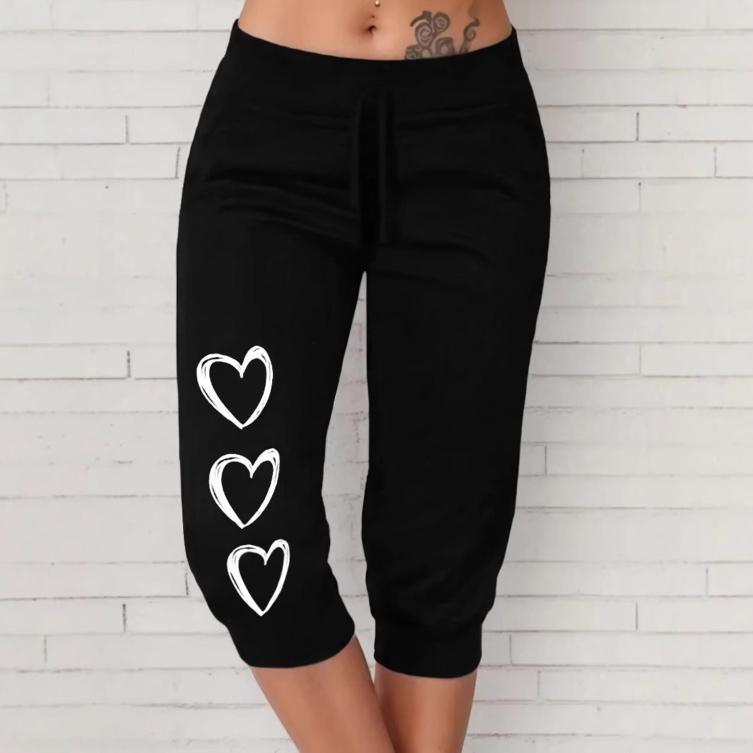 Damen Freizeithose mit lässigem Schnitt und verspieltem Herzmotiv R&B