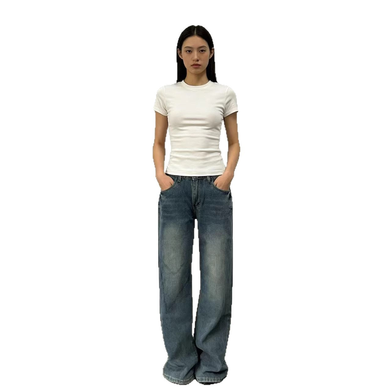 Damen Weit geschnittene Jeans mit entspannter Passform