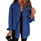 Damen Oversized Jeanshemd mit Fransen R&B