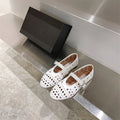 Damen elegante Ballerinas im modischen Lochdesign mit verstellbarem Riemen R&B