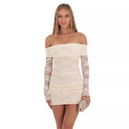 Damen Off-Shoulder Spitzenkleid im figurbetonten Schnitt R&B