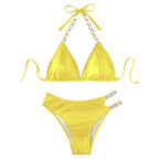 Damen Triangel-Bikini mit eleganten Kettenakzenten und farbwechselndem Effekt R&B