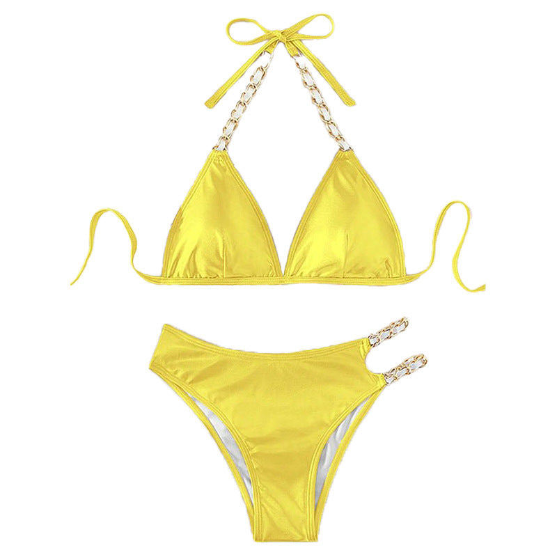 Damen Triangel-Bikini mit eleganten Kettenakzenten und farbwechselndem Effekt R&B