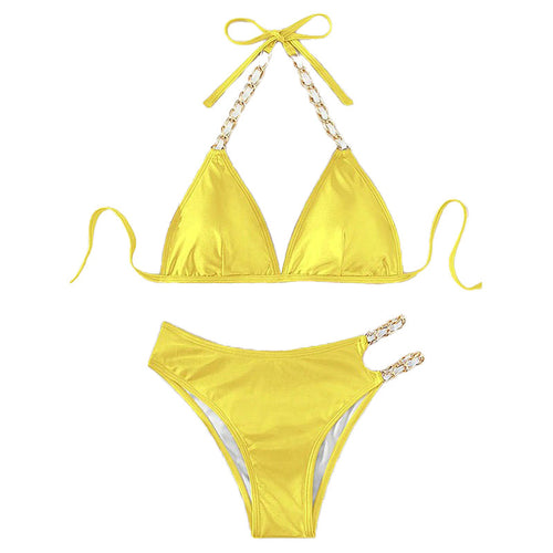 Damen Triangel-Bikini mit eleganten Kettenakzenten und farbwechselndem Effekt R&B