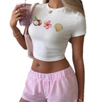 Damen Crop-Top mit sommerlichem Motiv R&B