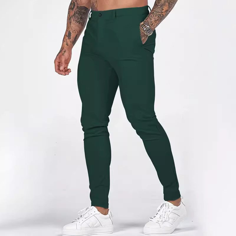 Herren elegante Slim-Fit Chinohose mit elastischem Bund und praktischen Taschen R&B