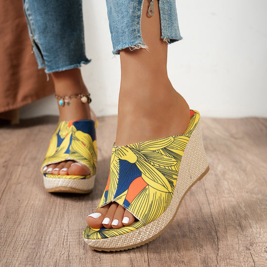 Damen Plateau-Mules mit floralem Design und bequemer Sohle R&B