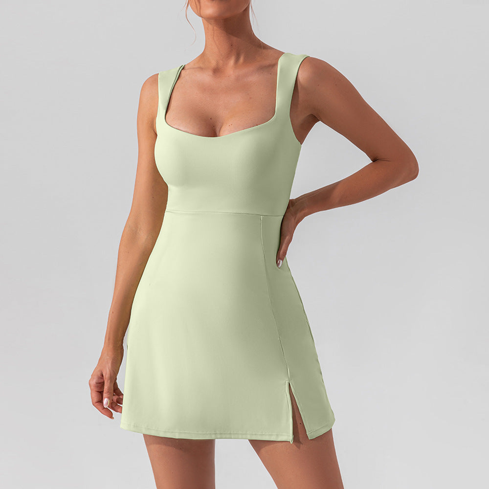 R&B | Hosenträger einfarbig Yoga Tennisrock leichtes Sportkleid