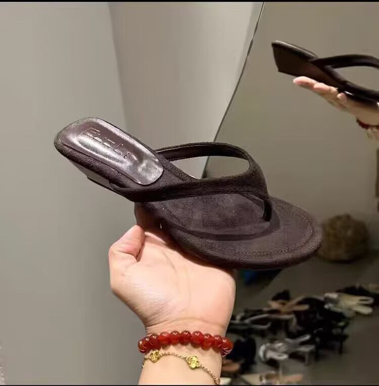Damen elegante Zehentrenner-Pantoletten mit komfortabler Absatzhöhe und modischem Design R&B