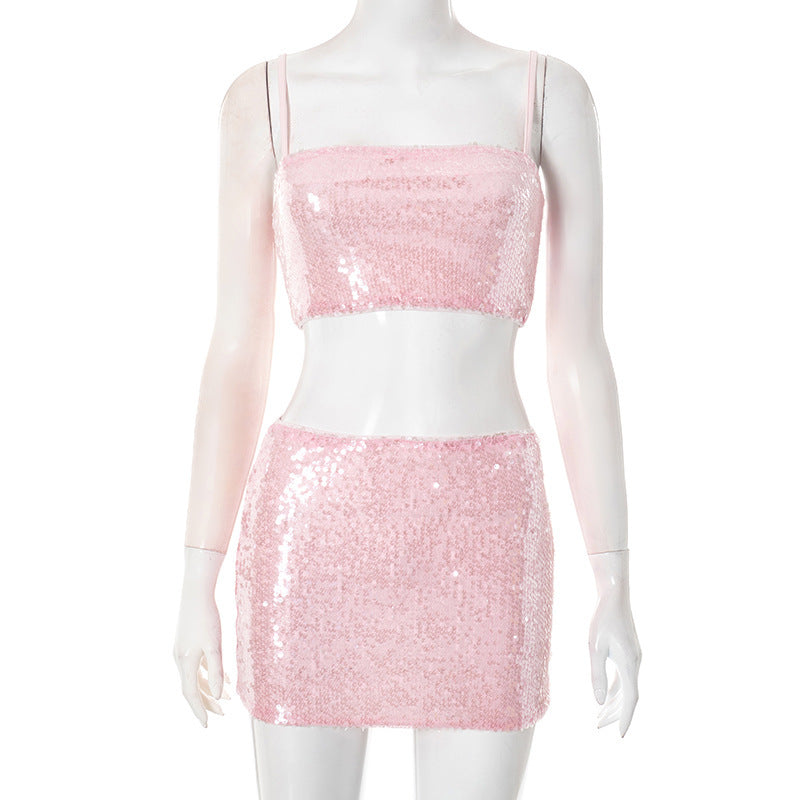 Damen Glitzerndes Zwei-teiligen Abendkleid-Set R&B